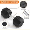 100LB Rubber Hex Dumbbell Set, 35-50LB Weight Pairs, Multiple Sizes for Home Gym, Strength Training & Muscle Building Equipment - 2 of 4