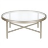 Round Metal Base Coffee Table in Nickel and Gray - Henn&Hart - 3 of 4