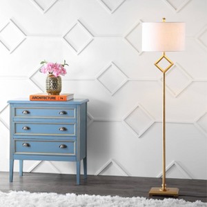 JONATHAN Y 62.5" Metal Juno Floor Lamp (Includes LED Light Bulb) Gold: Modern Standing Illumination for Living Room - 1 of 4
