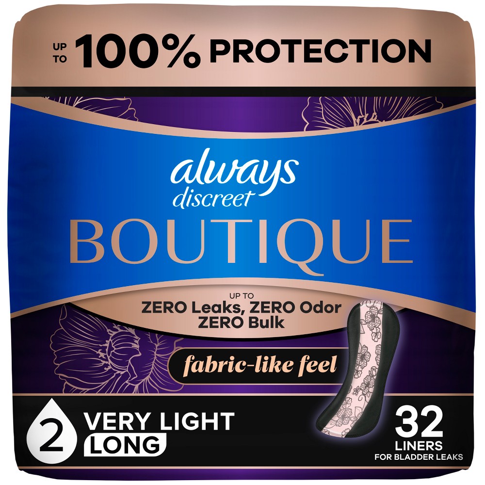 Always Discreet Boutique Incontinence Liners - Lighter - 32ct