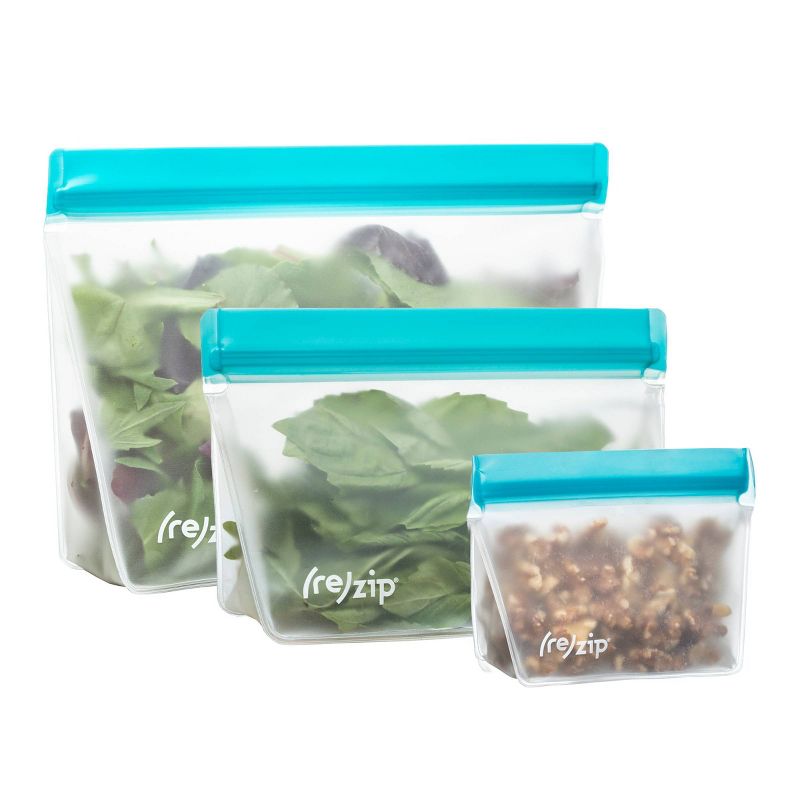 (re)zip Reusable Leak-proof Food Storage Stand-Up Bag Kit - Snack, 2-Cup, Quart - 3pc, 1 of 9