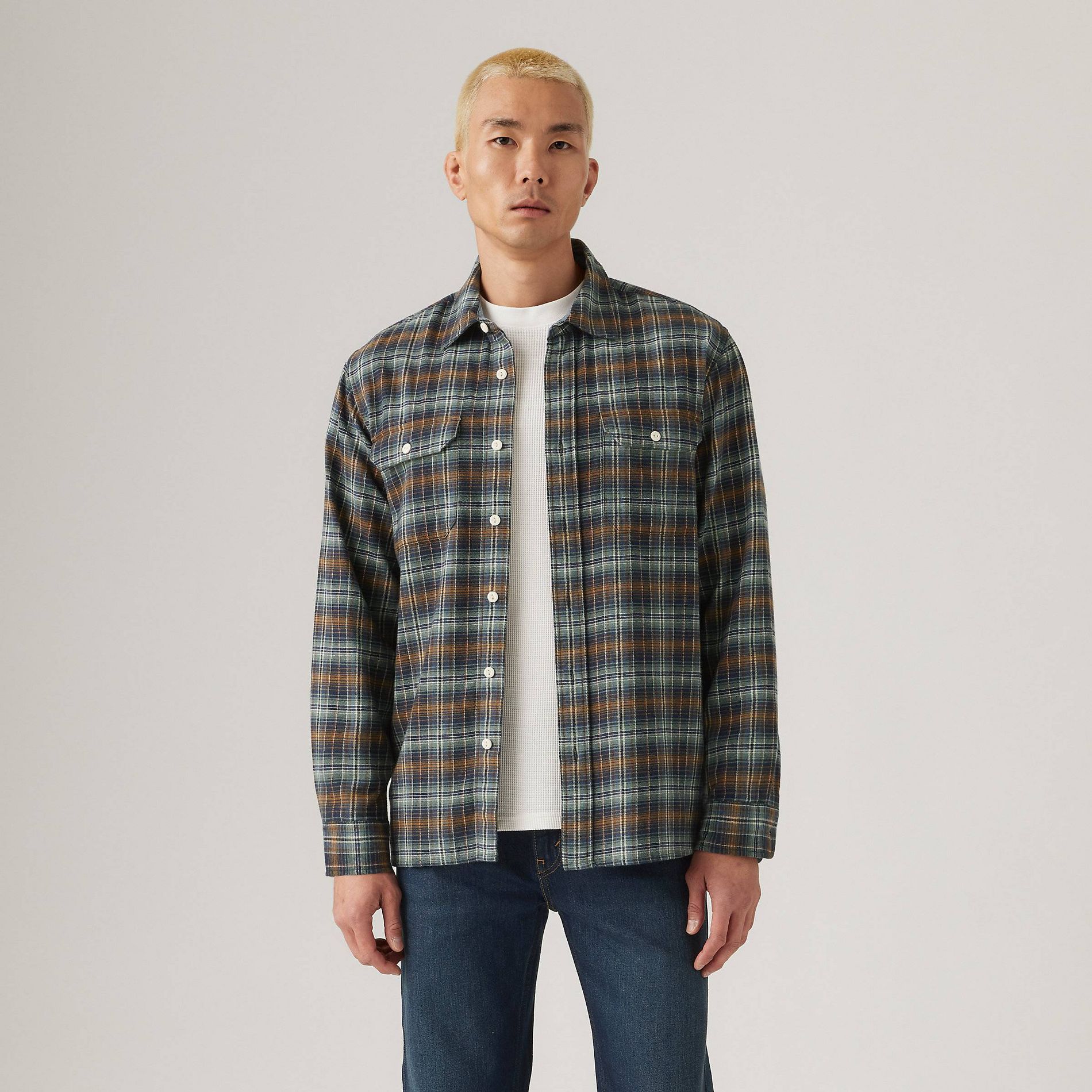 Levi's® Men's Worker Standard Fit Long Sleeve Button-Down Shirt - Navy Plaid Ledger
