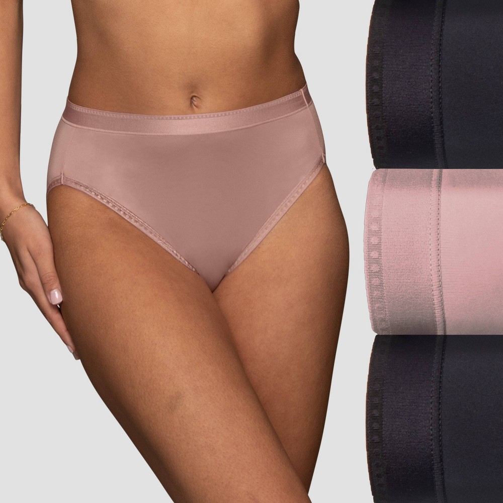 Vanity Fair Lingerie Women's Comfort Where It Counts Hi-Cut Underwear 3pk - Black/Nude 10
