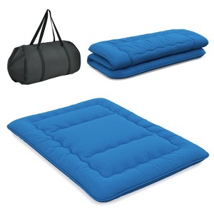 Infans Queen Futon Mattress Japanese Floor Sleeping Pad Washable Cover Carry Bag Blue - 1 of 4
