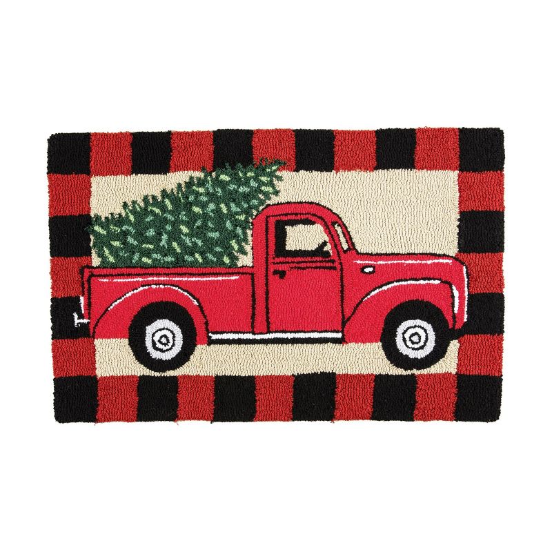 C&F Home Classic Holiday Red Vintage Pickup Truck with Christmas Tree Check Framed Indoor Accent Rug, 2 x 3 ft., 1 of 3