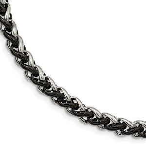 Black Bow Jewelry Men's 7mm Stainless Steel & Black Plated Spiga Chain Necklace, 24 Inch - 1 of 4