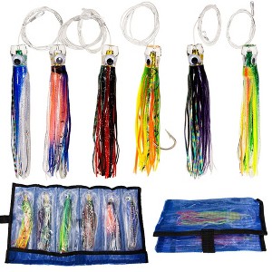 6 Pcs/set Steel 6.5 Inch Trolling Acrylic Octopus Lure Artificial Bionic Tuna Mackerel Fake Bait For Deep Water Saltwater Sea Fishing - 1 of 4