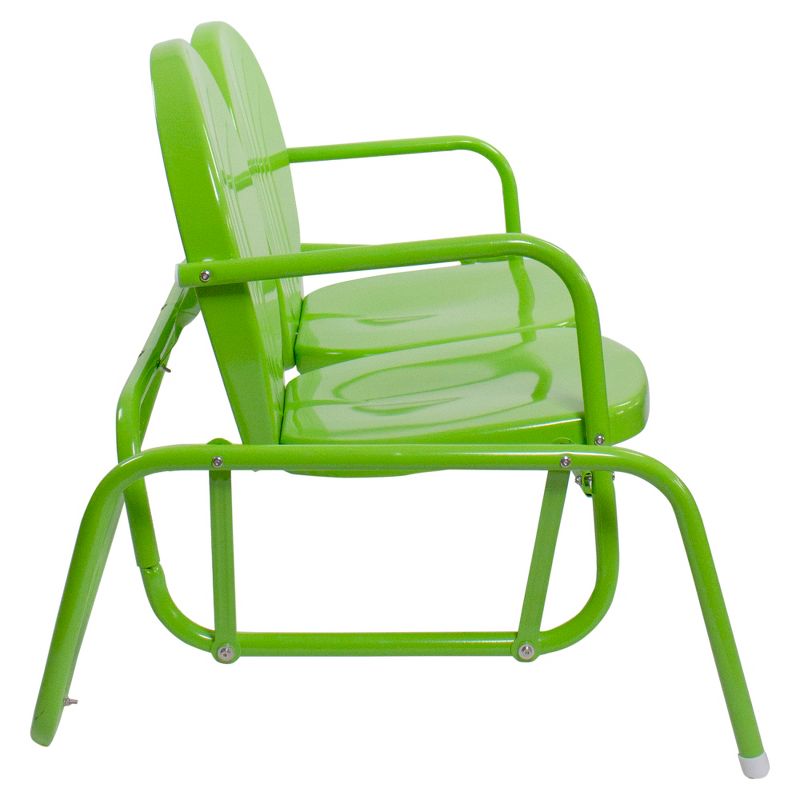 Northlight 48.25" Outdoor Retro Metal Tulip Double Glider Patio Chair, Lime Green, 4 of 6
