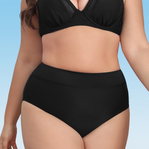 Lands' End Women's Plus Size Chlorine Resistant High Waisted Bikini Swim  Bottoms - 22w - Black : Target