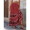 Women's Boho Maxi Skirt - Flowy Flared Ruffle Design for Summer & Going Out Outfits Redwood - 3 of 4