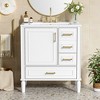 Vynxaria 30-Inch White Bathroom Vanity - Ceramic Sink, Soft-Close Door (Built-in Shelf), 3 Drawers, Modern Functional for Small Bathrooms - 2 of 4