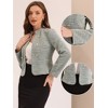 INSPIRE CHIC Women's Tweed Stand Collar Business Open Front Cropped Jacket - 2 of 4