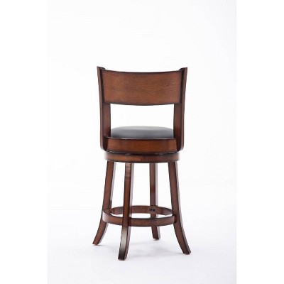 Chestnut Bonded Leather 24" Swivel Counter Stool with High-Density Foam