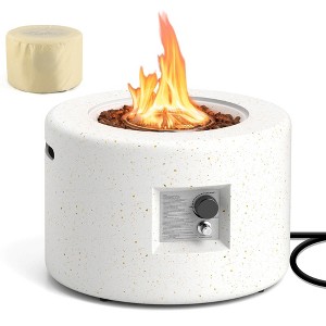 Costway 25.5" Round Terrazzo Propane Gas Fire Pit with Stainless Steel Burner & Lava Rocks - 1 of 4