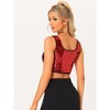 INSPIRE CHIC Women's Metallic Sequin Sparkle Sleeveless Party Crop Tank Top - 4 of 4