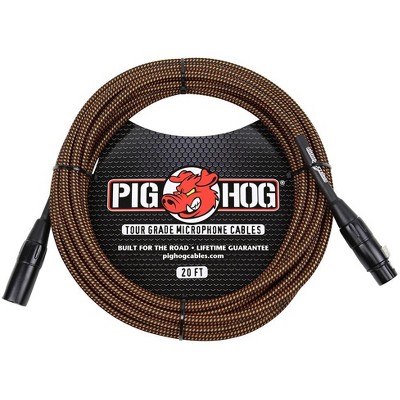 PiGHOG BK/OR WOVEN MIC CABLE, 20FT XLR