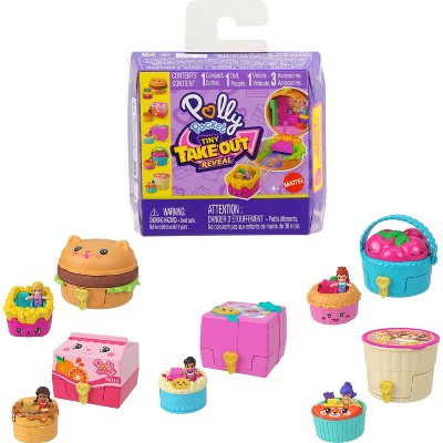 Polly Pocket Tiny Take Out Reveal Micro Dolls & Compacts with Food Theme Vehicle Collection