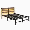 APRILSOUL  Metal Bed Frame with Wooden Headboard,  Storage Shelf, Noise-Free, No Box Spring Needed - 3 of 4