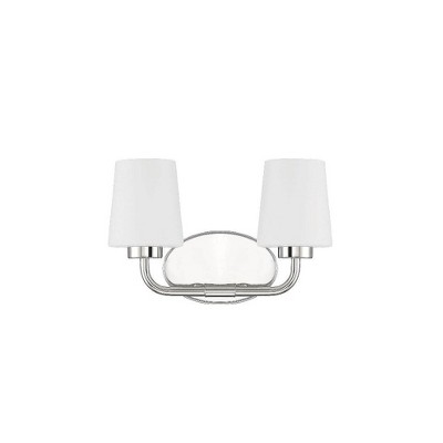 Capra Polished Nickel 2-Light Vanity with White Opal Glass Shades