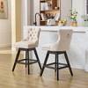 Okak Swivel Bar Stools Set of 2, Upholstered Velvet Stools with Button Tufting and Chrome Nailhead Trim, Leisure Style Counter Height Stools - 2 of 4