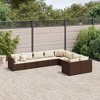 vidaXL 9 Piece Patio Sofa Set with Cushions - Brown Poly Rattan Outdoor Modular Lounge for Garden, Terrace, Patio - 2 of 4