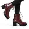 Allegra K Women's Lace Up Decor Platform Chunky Heel Combat Boots - 2 of 4
