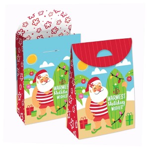 Big Dot of Happiness Tropical Christmas - Beach Santa Holiday Gift Favor Bags - Party Goodie Boxes - Set of 12 - 1 of 4