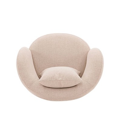 Wheat Linen Upholstered Accent Chair with Pine Wood Frame