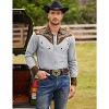 COOFANDY Men's Western Cowboy Shirt Embroidered Button Down Long Sleeve Shirts - 2 of 4