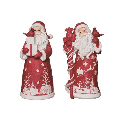 Transpac Resin Sweet Santa w/Cardinal Figurine Set of 2 Christmas Home Decorations