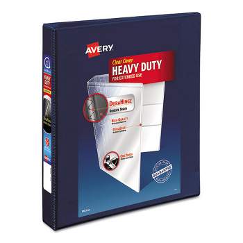 Avery Heavy-Duty View Binder with DuraHinge and One Touch EZD Rings, 3 Rings, 1" Capacity, 11 x 8.5, Navy Blue