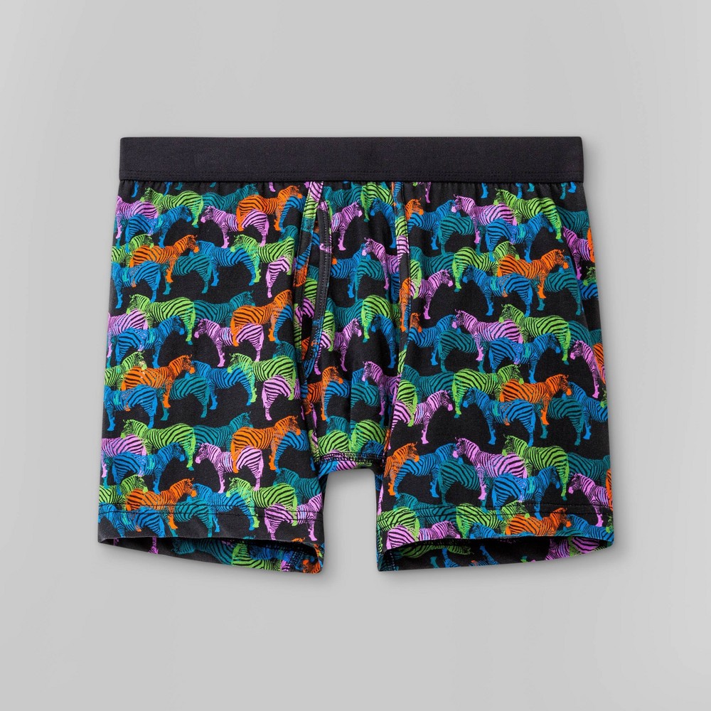Men's Colorful Zebras Boxer Briefs - Original Use M, Black/Blue/Green