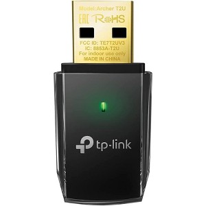 TP-Link Archer T2U 11AC USB Wi-Fi Adapter - Dual Band 2.4G/5G AC600 Wireless Network Card Wi-Fi Dongle Black Manufacturer Refurbished - 1 of 4