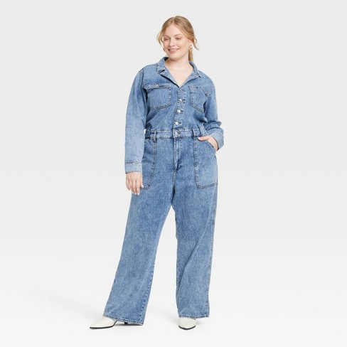 90s Frayed Baggy Denim Overall shops Jumpsuit - size 3X