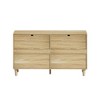 Grungis Modern Wood Dresser with Storage and Handle,6 Wood Drawer Rattan Cabinet Particle Board Organizer for Living Room,Hallway - 4 of 4