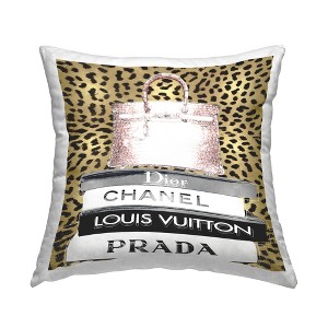 Stupell Industries Glam Handbag Fashion Book Stack Cheetah Pattern Printed Pillow, 18 x 18 - 1 of 3