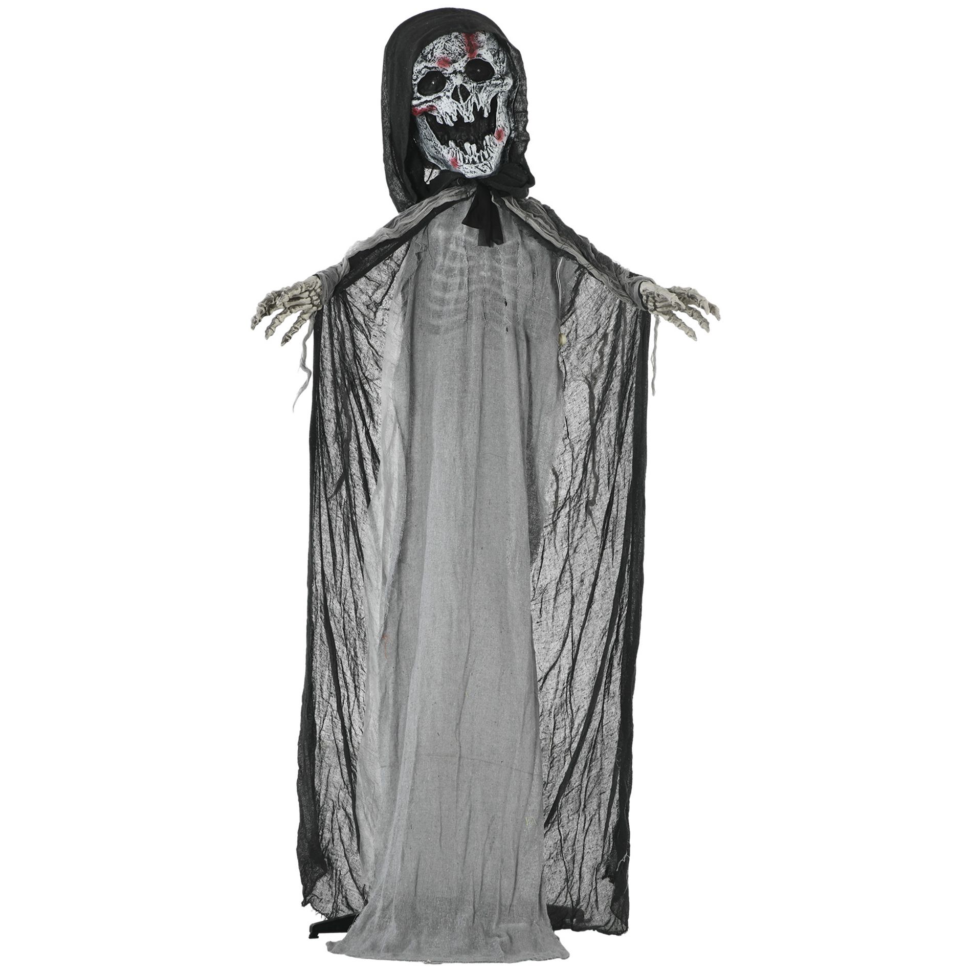 74" Life Size Outdoor Halloween Decorations Skeleton Witch, Animated Prop Animatronic Decor with Sound and Motion Activated, Light Up Eyes and Chest