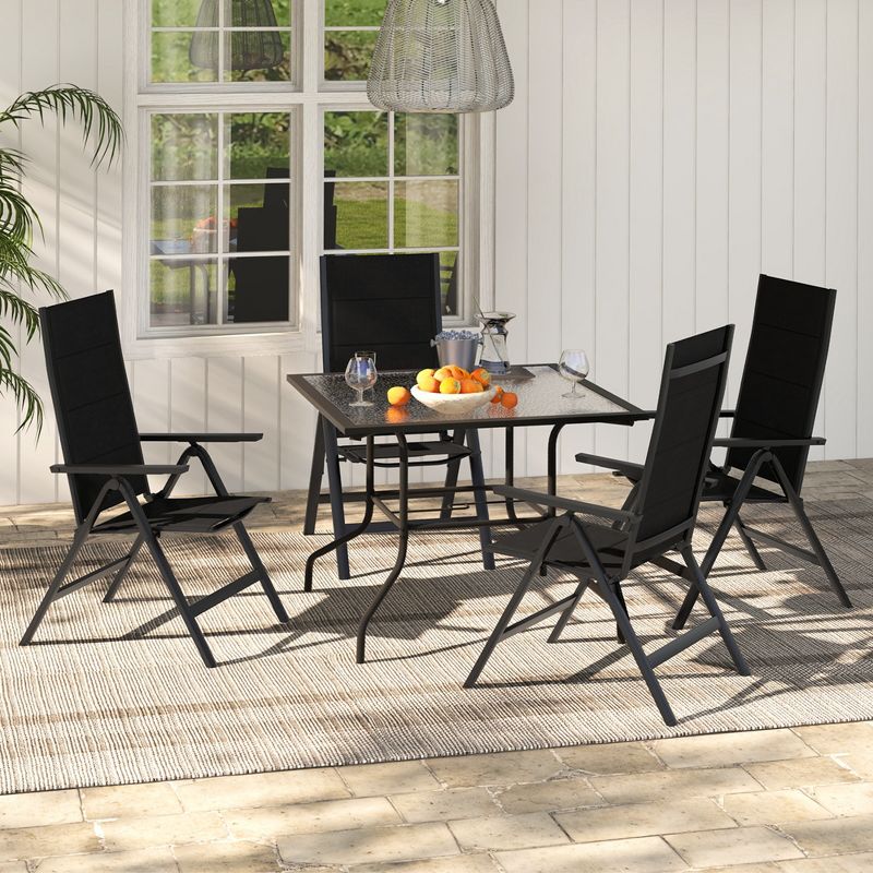 Costway 1/2/4 PCS Patio Folding Chair Outdoor Chairs with Padded Seat, Adjustable Backrest Black, 4 of 11