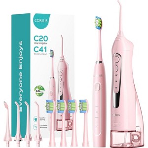 COSLUS Portable Water Flosser with Electric Toothbrush Combo: 2 in 1 Oral Clean Kit for Teeth, Braces, Gums Care Brushing & Flossing for Adults - 1 of 4