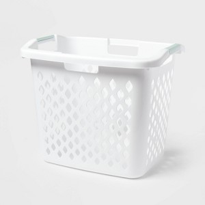 2.1bu Lamper White - Brightroom™: Plastic Clothes Hamper with Built-In Handles, Open-Top, 19.55 Volume Capacity - 1 of 3