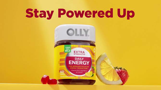 OLLY Extra Strength Daily Energy, 1000 mcg, Vitamin B12 and Caffeine-Free Gummies - Berry Yuzu Flavor - 60ct, 2 of 11, play video