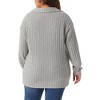 Agnes Orinda Women's Plus Size Collared Ribbed Brushed V Neck Solid Long Sleeve Polo Blouses - 4 of 4