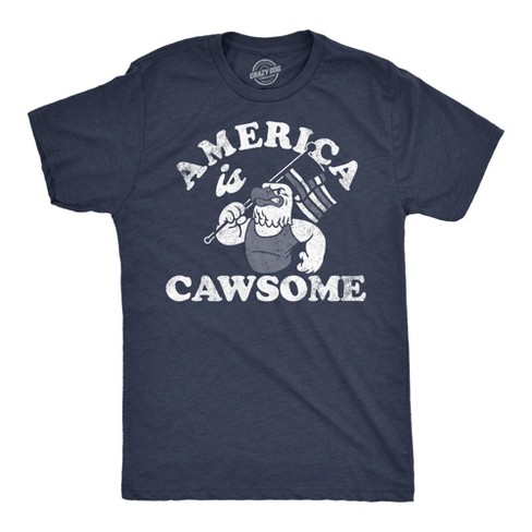 Mens Funny T Shirts America Is Cawsome Sarcastic Fourth Of July Graphic Tee For Men Crazy Dog Men s T Shirt Navy S