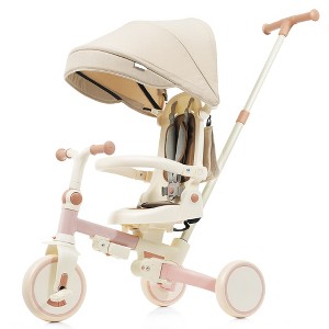 Cesicia 7 in 1 Baby Tricycle, Foldable Toddler Tricycle with Removable Handle, Pedal, Canopy, and Guardrail, for 12-72 Months - 1 of 4