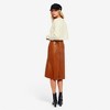 Anna-Kaci Women's Faux Leather High Waist Flounce Hem Midi Skirt with Sleek Fitted Silhouette - Small, Brown - 4 of 4