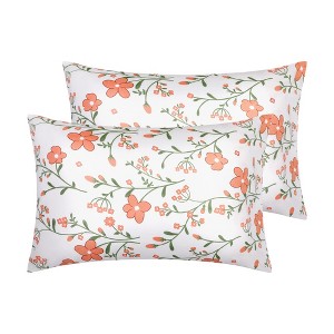 Unique Bargains Hair Skin Envelope Closure Floral Pillowcases Queen 20" x 30" 2 Pcs - 1 of 4