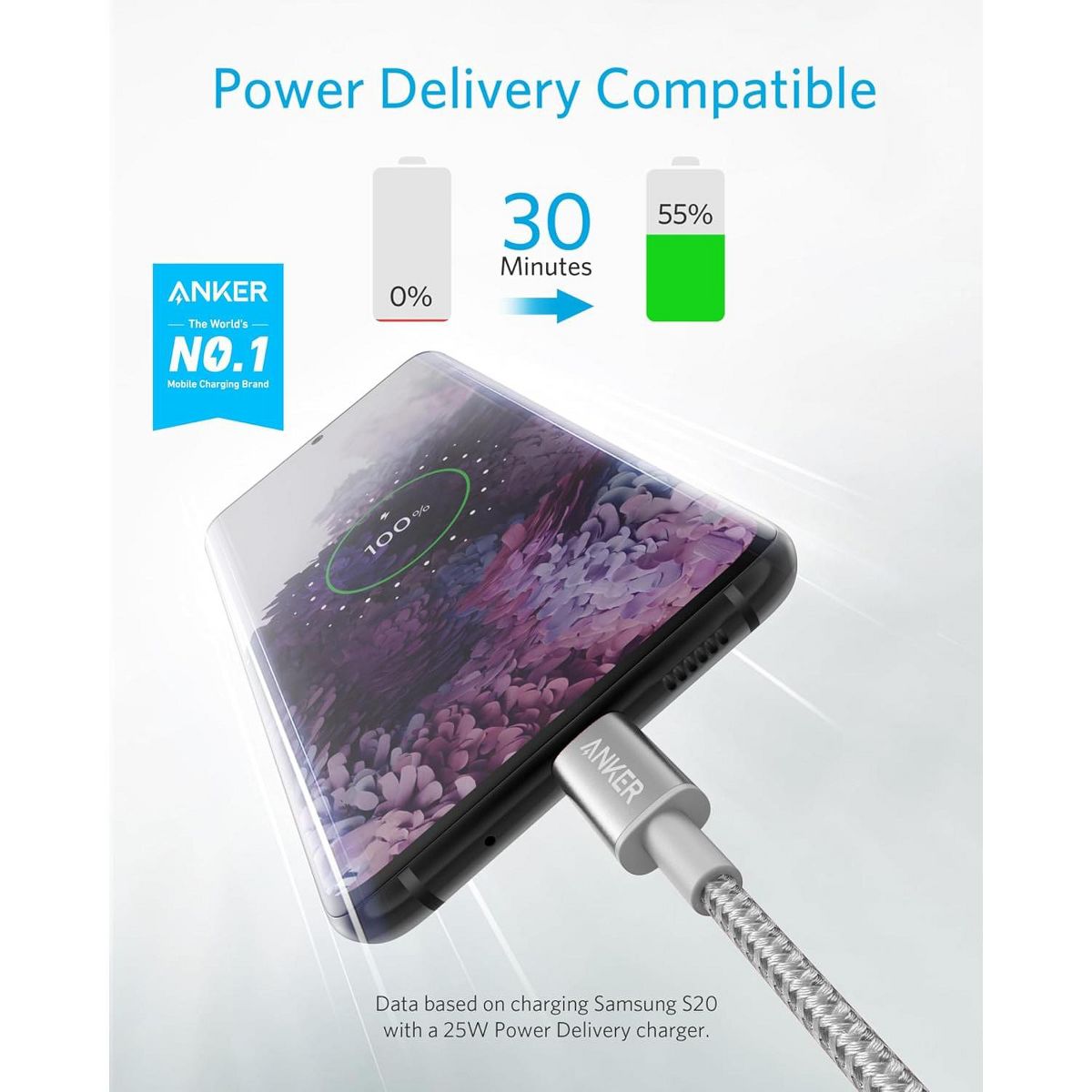 Anker USB C to USB C Cable, 60W Fast Charging Cable(2-Pack, 3.3 ft, Silver) | For iPhone 17 Series, iPad mini 6, and More - thumbnail 2