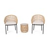 Christopher Knight Home Arias Outdoor Wicker and Rope 3 Piece Chat Set, Light Brown/Beige - 2 of 4