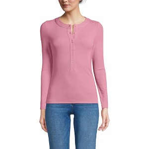 Lands' End Women's Drapey Rib Skimming Long Sleeve Henley - 1 of 3