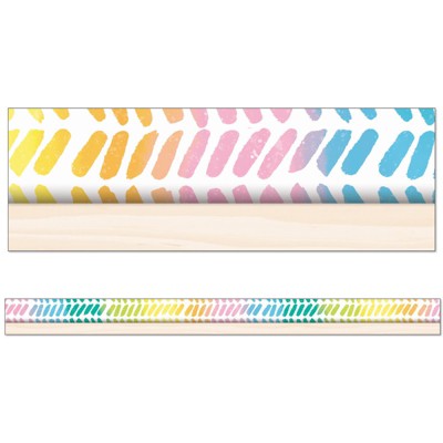 Happily Ever Elementary Creatively Inspired Watercolor Chevron Straight Borders, 36 Feet (Pack of 6)